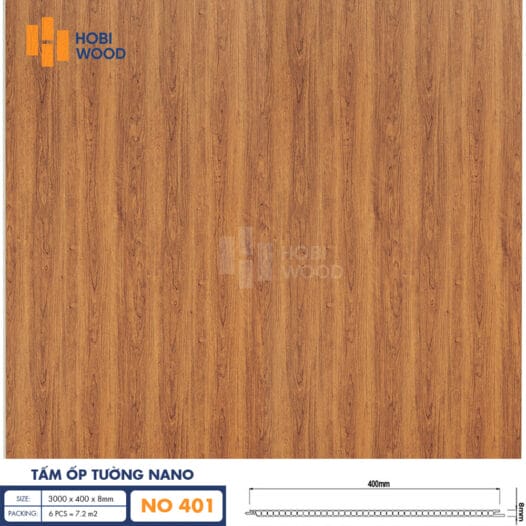 Tấm Nhựa Ốp Tường Hobiwood NO-401 - Nhựa giả gỗ ốp tường, ốp trần